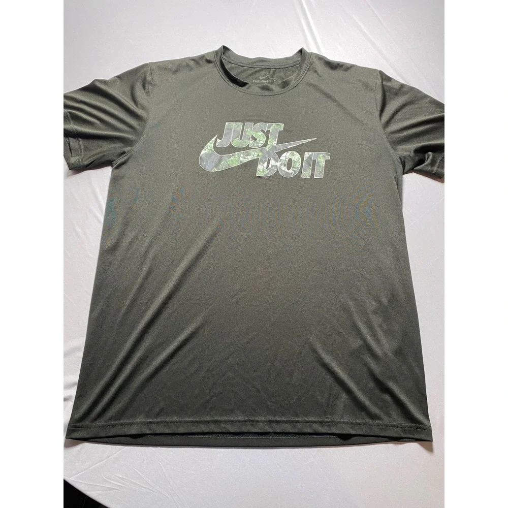 Nike Mens Dri-FIT Just Do It Graphic Training T-Shirt Olive Green DR7549-355 L